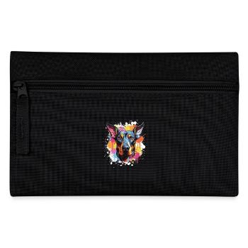 Doberman Dog Animal Pop Art Head - Pencil Case - black - Front