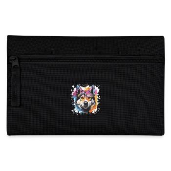 Akita Dog Animal Pop Art Head - Pencil Case - black - Front