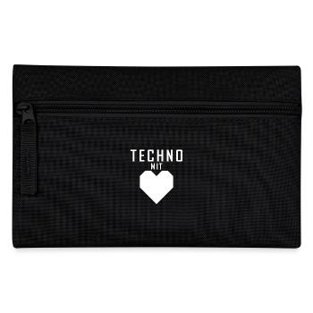 Techno mit Herz weiß - Federtasche - Schwarz - Vorne