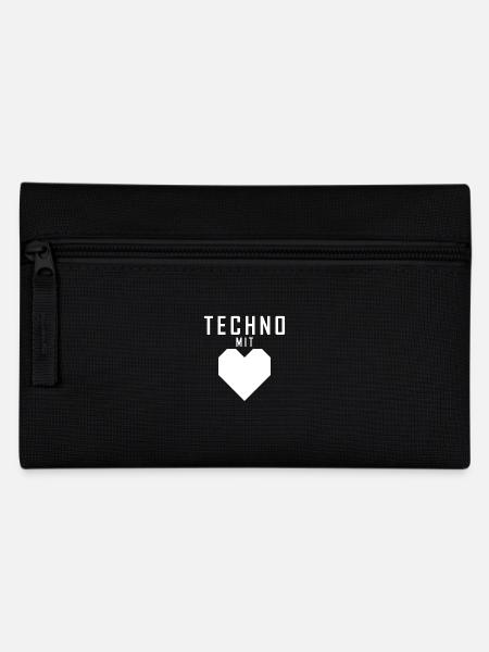 Techno mit Herz weiß - Federtasche - Schwarz