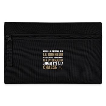 Le bonheur chasse t shirt chasseur humour - Trousse - noir - Devant