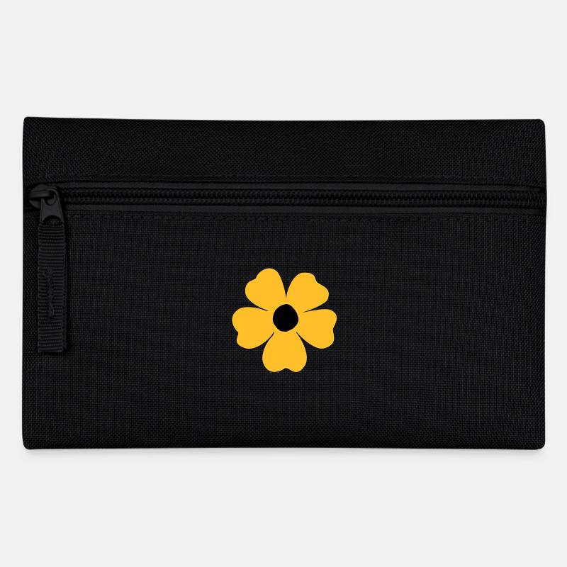 Blumen - Federtasche - Schwarz