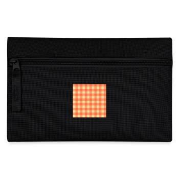 Retro 70er Jahre Büffelkaromuster in Orangegelb - Federtasche - Schwarz - Vorne