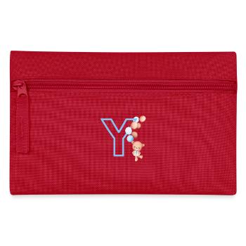 Blue Letter Y Bear - Pencil Case - red - Front