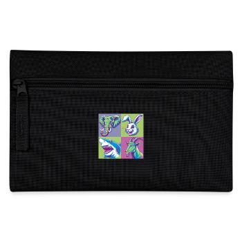 Pop Art Elephant Goat Bunny Shark Colorful - Pencil Case - black - Front