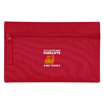 Forklift Operator Heavy Equipment Driver Family - Pencil Case - red - Front