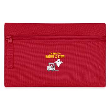 Halloween Ghost Forklift Operator Heavy Equipment - Pencil Case - red - Front