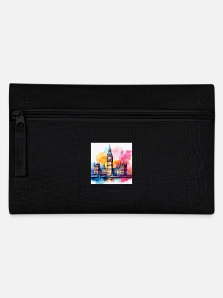 Big Ben Watercolour Splash Art - Pencil Case - black