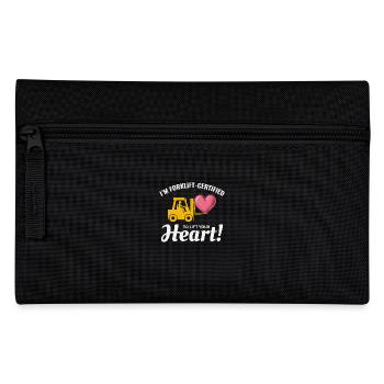 Forklift Operator Driver Valentine’s Day Funny - Pencil Case - black - Front