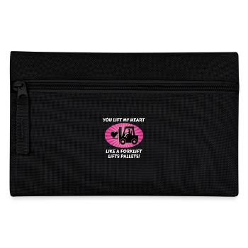 Forklift Operator Driver Valentine’s Day Funny - Pencil Case - black - Front
