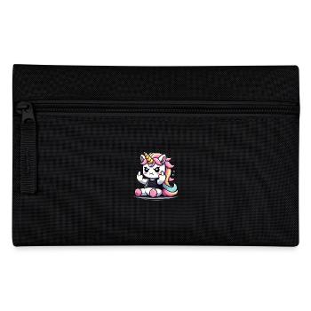 Rebellious Unicorn Flipping Off - Pencil Case - black - Front