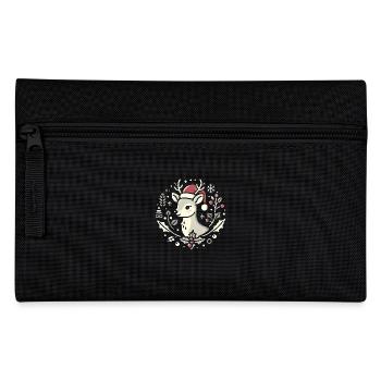 Festlicher Weihnachtshirsch mit Weihnachtsmütze - Federtasche - Schwarz - Vorne