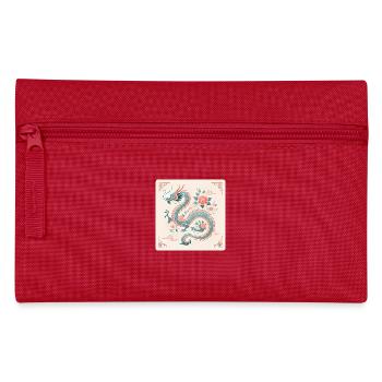 Elegant Floral Chinese Dragon Design - Pencil Case - red - Front