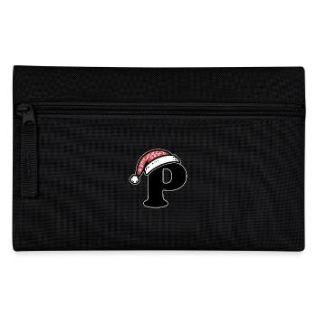 Letter P with Santa hat - Pencil Case - black - Front