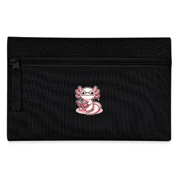 Entzückender Bücherwurm Axolotl Karikatur - Federtasche - Schwarz - Vorne