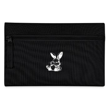 Sleeping Kids Bunny with Big Ears - Pencil Case - black - Front