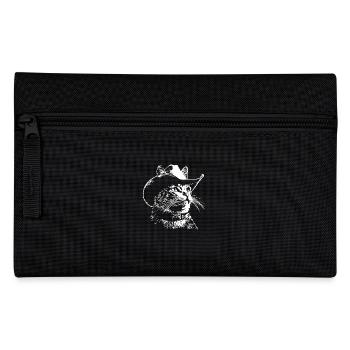 Funny Cat Cowboy - Pencil Case - black - Front