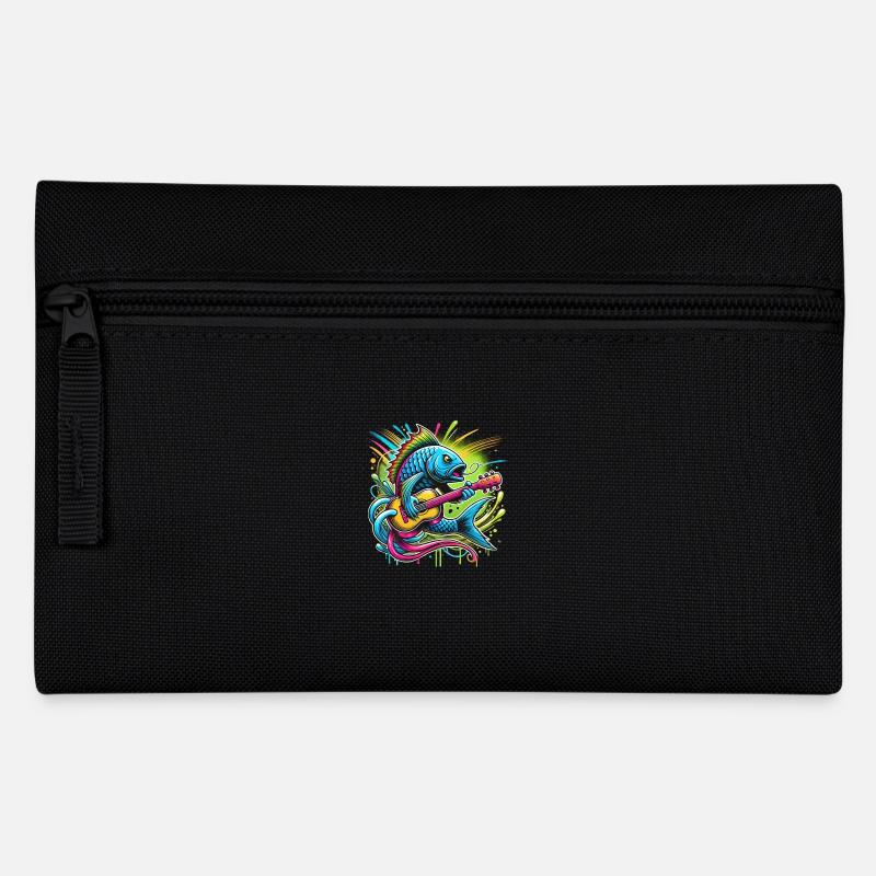 Singing fish with guitar - Pencil Case - black