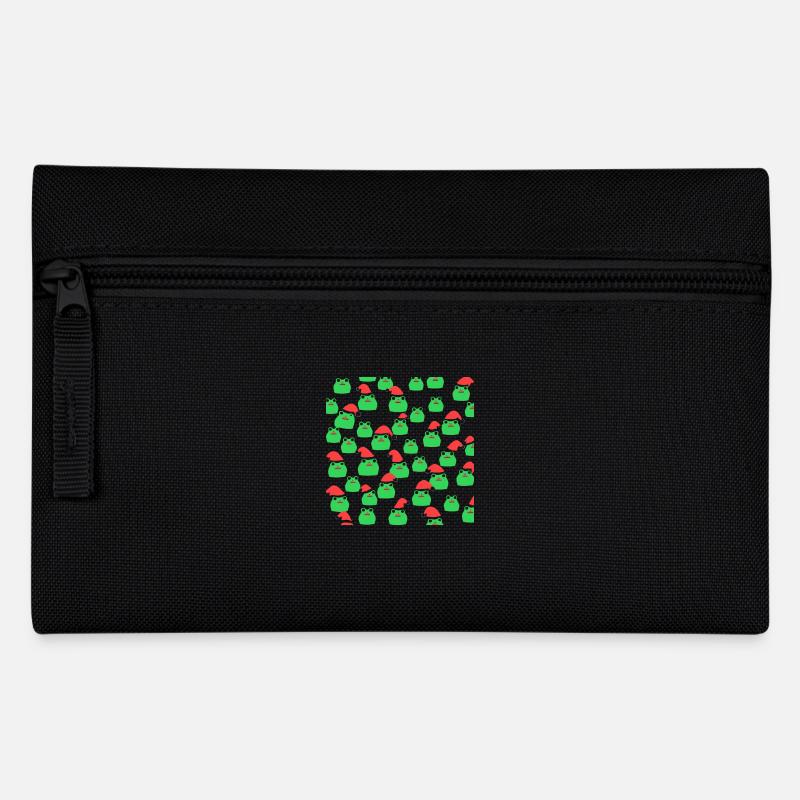 Frosch mit Weihnachtsmütze - Federtasche - Schwarz