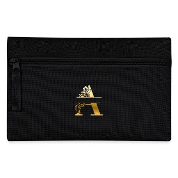 Personalized gilt floral letter a - gift idea - Pencil Case - black - Front