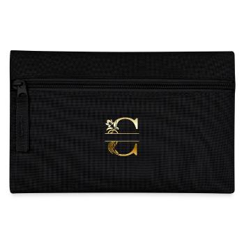 Personalized Letter c Gold Floral - Gift Idea - Pencil Case - black - Front