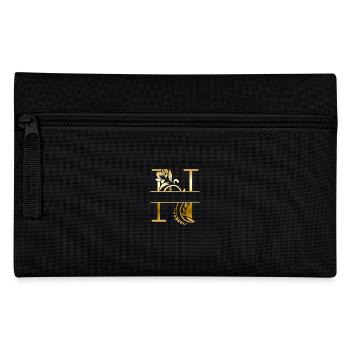 Personalized Letter n Gold Floral - Gift Idea - Pencil Case - black - Front