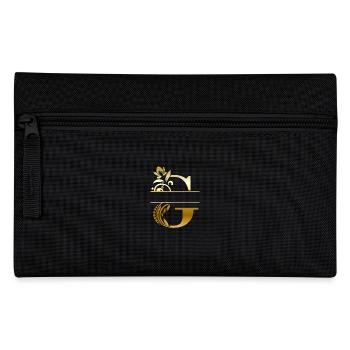 Personalised gilt floral letter g - gift idea - Pencil Case - black - Front