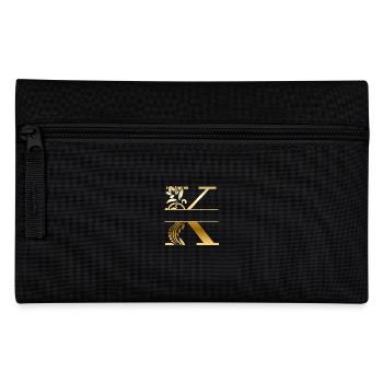 Personalized Floral Gold Letter k - Gift Idea - Pencil Case - black - Front