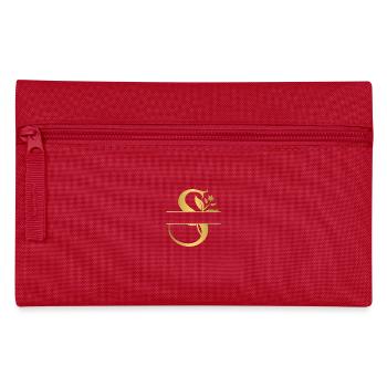 Personalisierte goldene Blumenbuchstaben - Geschenkidee - Federtasche - Rot - Vorne
