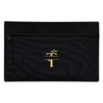 Personalised floral gold letter t - gift idea - Pencil Case - black - Front