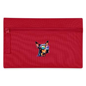Dobermann bunt 1 - Federtasche - Rot - Vorne