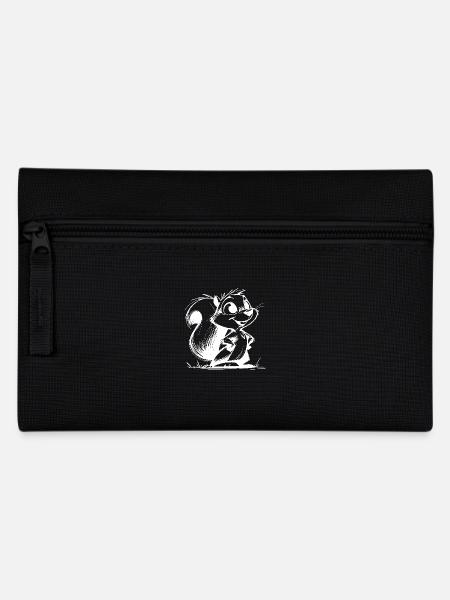 Lustiges Eichhörnchen Bleistift Strich Zeichnung - Federtasche - Schwarz