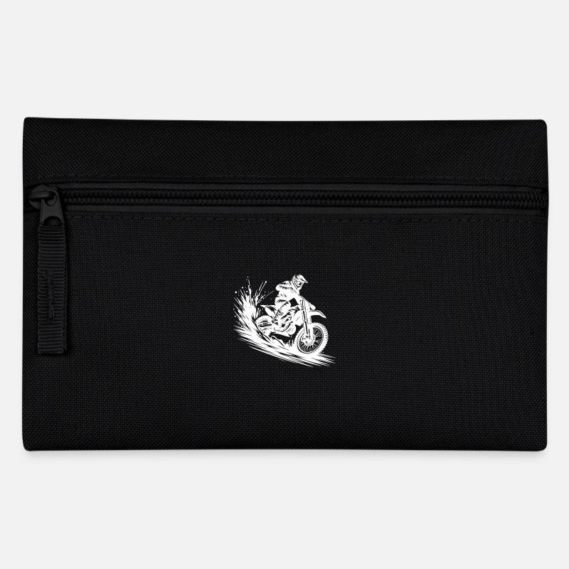 Energetic Motocross Illustration Drawing - Pencil Case - black
