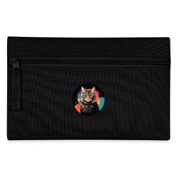 Portrait de chat mignon en technique d'aquarelle dans un cercle - Trousse - noir - Devant
