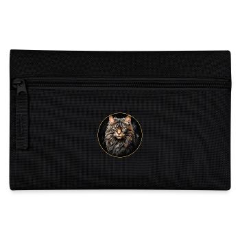 Maine Coon cat portrait in watercolor technique - Pencil Case - black - Front