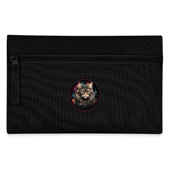 Maine Coon cat portrait in watercolor technique - Pencil Case - black - Front