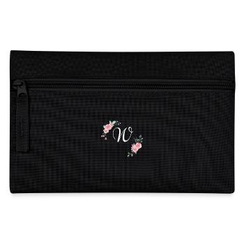 Pink floral letter w - Pencil Case - black - Front