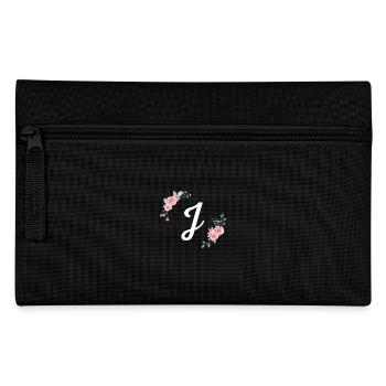 Pink floral letter j - Pencil Case - black - Front