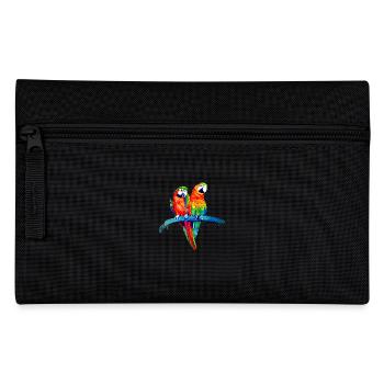 Two macaw parrots on branch - Pencil Case - black - Front