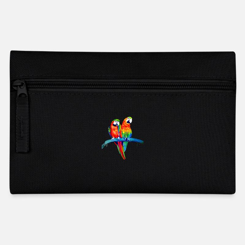 Deux perroquets aras sur branche - Trousse - noir