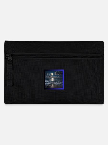 Full moon with sea - Pencil Case - black