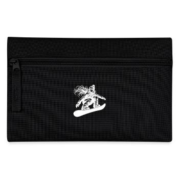 Snowboarderin mit Schneebrille - Federtasche - Schwarz - Vorne