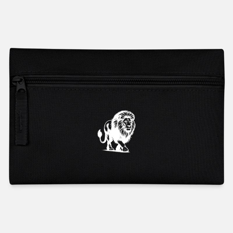 Mächtige Raubkatze Löwe mit Mähne - Federtasche - Schwarz
