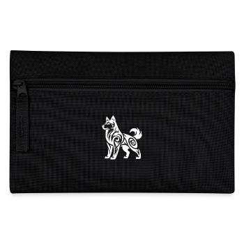 Mystischer kraftvoller Tribal Husky Hund - Federtasche - Schwarz - Vorne
