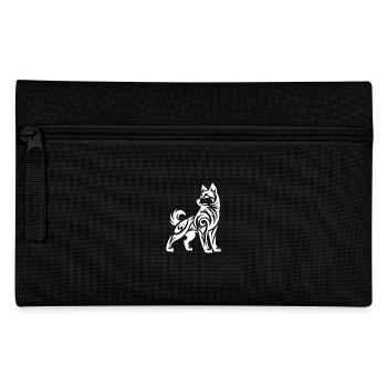 Schattierte Tribal Linienkunst Husky Hund Design - Federtasche - Schwarz - Vorne