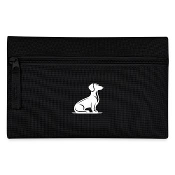Minimalistisches Dackel Silhouette Hundeporträt - Federtasche - Schwarz - Vorne