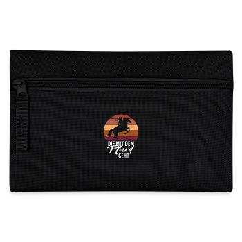 Geschenk Pferd Sport Frauen Hobby Spruch Retro - Federtasche - Schwarz - Vorne