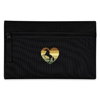 Pferde Herz Retro Vintage Geschenk Pferd Hobby - Federtasche - Schwarz - Vorne