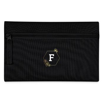 Buchstabe f Goldener Blumenrahmen - Federtasche - Schwarz - Vorne