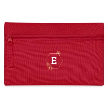 Buchstabe e Goldener Blumenrahmen - Federtasche - Rot - Vorne